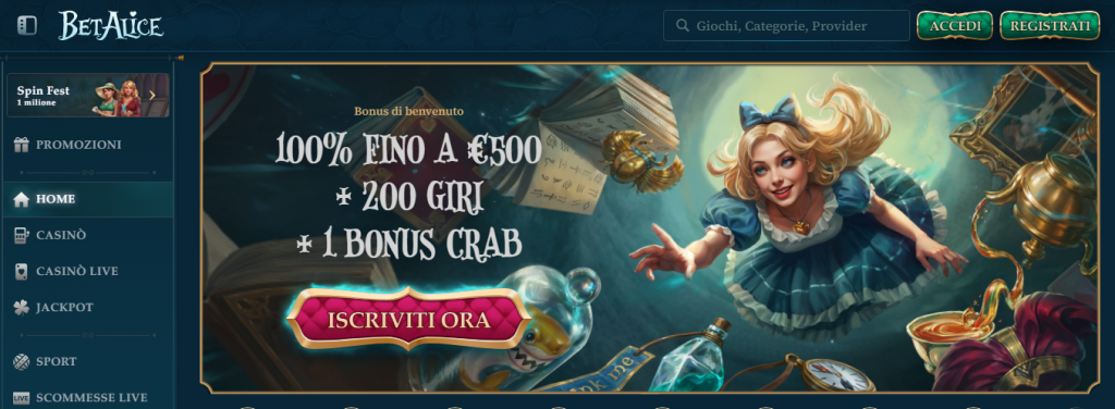 Schermata bonus di benvenuto