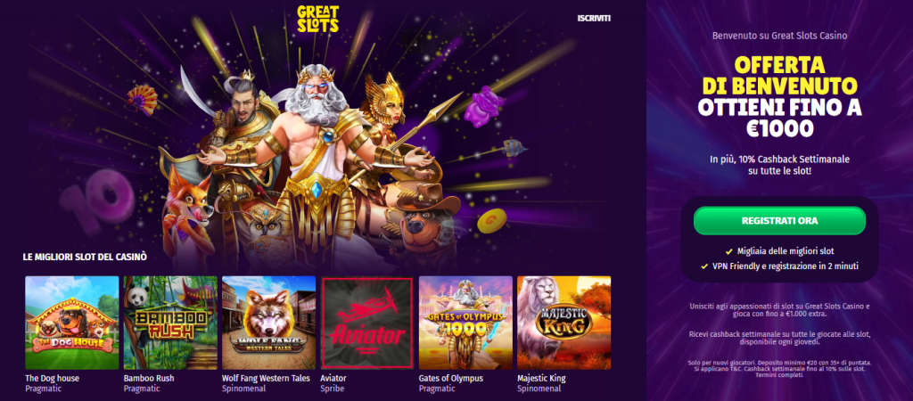 GreatSlots Homepage